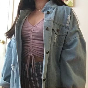 distressed oversized denim jacket